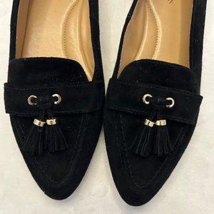 Talbots Francesca Black Suede Tassel Driving Loafers NWOT Size 10M